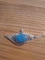 Tibetaanse hanger met turquoise steentjes, Ophalen of Verzenden, Zilver, Hanger, Met edelsteen