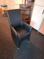 4 mooie leren stoelen., Huis en Inrichting, Ophalen, Zo goed als nieuw, Zwart