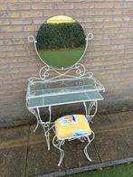 Vintage Kaptafel met Spiegel & Kruk, Ophalen, Gebruikt, Metaal of Aluminium, 100 tot 150 cm