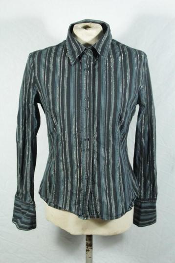 Mooi zwart-blauw damesblousje.Glitterdraad.Mt M.Reserved beschikbaar voor biedingen