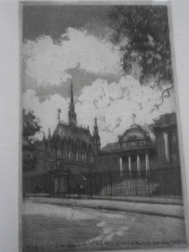 Parijs, Ets van het Paleis van Justitie i.z. g st. Mooi lijs, Antiek en Kunst, Kunst | Etsen en Gravures, Ophalen