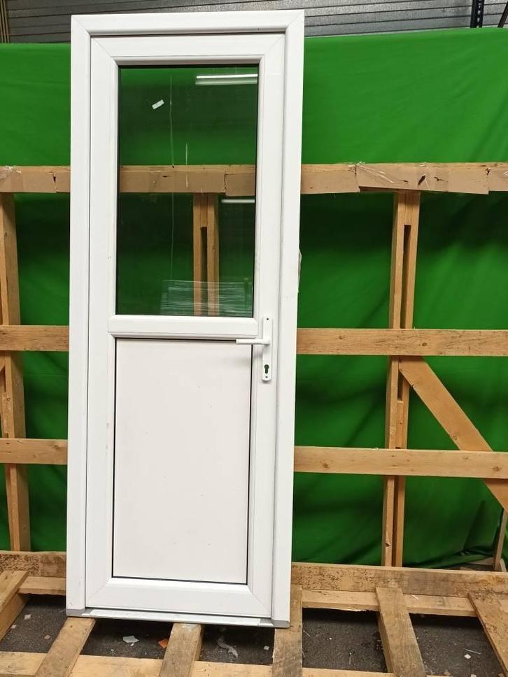 Kunststof Kozijn 1-2 glas b84 x h222 cm Wit  -1450-, Doe-het-zelf en Verbouw, Deuren en Horren, Gebruikt, Buitendeur, 215 cm of meer