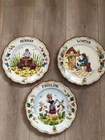 3 antieke Italiaanse wandborden handgeschilderd - 3 borden, Antiek en Kunst, Ophalen of Verzenden