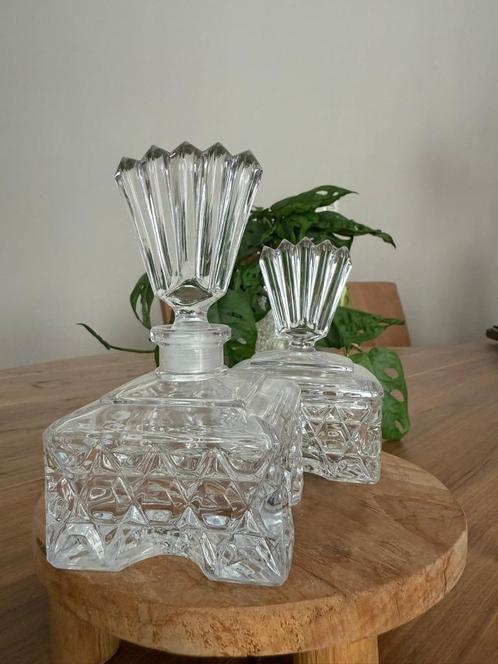 set van 2 decoratieve glazen doosjes - sierlijke vintage loo, Antiek en Kunst, Antiek | Glas en Kristal, Ophalen of Verzenden