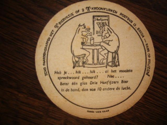 *3Hoefyzers Breda 22 : R/V : Oud : 107 mm, 3 mm dik, Ophalen of Verzenden, Gebruikt, Viltje(s), Overige merken