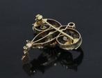 Art Nouveau antieke 14k gouden broche 15 diamanten dames, Sieraden, Tassen en Uiterlijk, Antieke sieraden, Ophalen of Verzenden