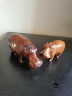 Twee Houten Hippo / Nijlpaarden, Antiek en Kunst, Kunst | Beelden en Houtsnijwerken, Ophalen of Verzenden