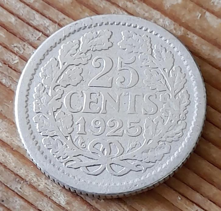 Nederland 25 cent 1925 (lot 1), Postzegels en Munten, Munten | Nederland, Losse munt, 25 cent, Koningin Wilhelmina, Zilver, Ophalen of Verzenden