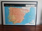 Landkaart Spanje Portugal in lijst., Antiek en Kunst, Ophalen, Aardrijkskunde
