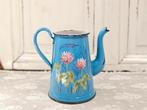 Frans koffiepotje met chrysanten, Antiek en Kunst, Antiek | Emaille, Ophalen of Verzenden