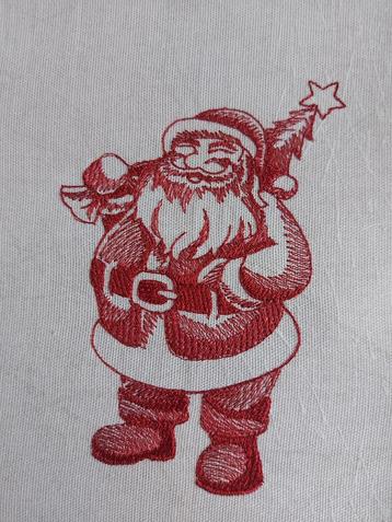 Leuke geborduurde Kerstman op Stof/Vilt - 13x9cm beschikbaar voor biedingen