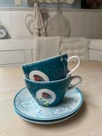Soepkom en schotels met vogelmotief, Huis en Inrichting, Keuken | Servies, Keramiek, Ophalen of Verzenden, Zo goed als nieuw, Overige stijlen