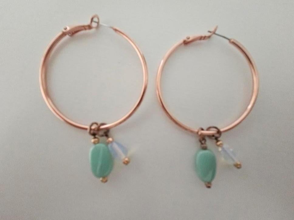 Oorbellen creolen roségoud bedels, Ophalen of Verzenden, Zo goed als nieuw, Goud, Hangers