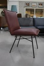 2 x eetkamerstoel Sanne Jess Design metaal leer donkerbruin, Ophalen, Twee, Bruin, Zo goed als nieuw