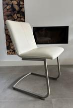 4/6 crème leder Henders & Hazel design stoel rvs frame, Ophalen, Creme, Henders en Hazel, Zo goed als nieuw