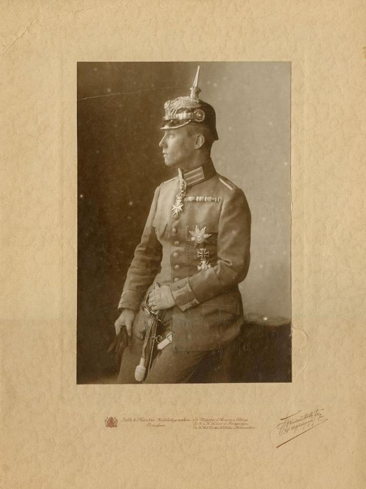 Grote Foto Prins Friedrich Viktor Hohenzollern Handtekening, Verzamelen, Militaria | Algemeen, Landmacht, Foto of Poster, Duitsland