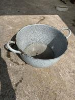 Vintage Brokante Grote grijs gewolkte emaile pan, Antiek en Kunst, Antiek | Emaille, Ophalen