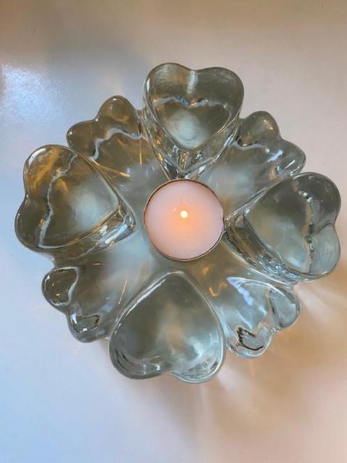 Vintage glazen hartjes theepotwarmer/ stoof, Antiek en Kunst, Antiek | Glas en Kristal, Verzenden