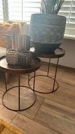 2 brons / goudkleurige bijzettafels., Minder dan 50 cm, Gebruikt, 50 tot 100 cm, 50 tot 75 cm