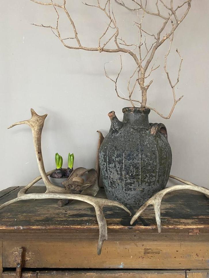 18e eeuws antiek frans aardewerl walnoot olie kruik, Antiek en Kunst, Antiek | Woonaccessoires, Ophalen of Verzenden