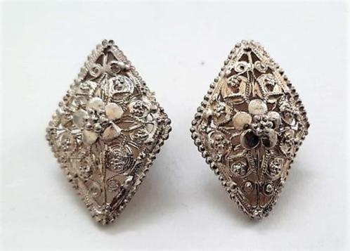 Aparte vintage sterling zilveren oorclips salmiakvormig (548, Sieraden, Tassen en Uiterlijk, Oorbellen, Nieuw, Zilver, Zilver