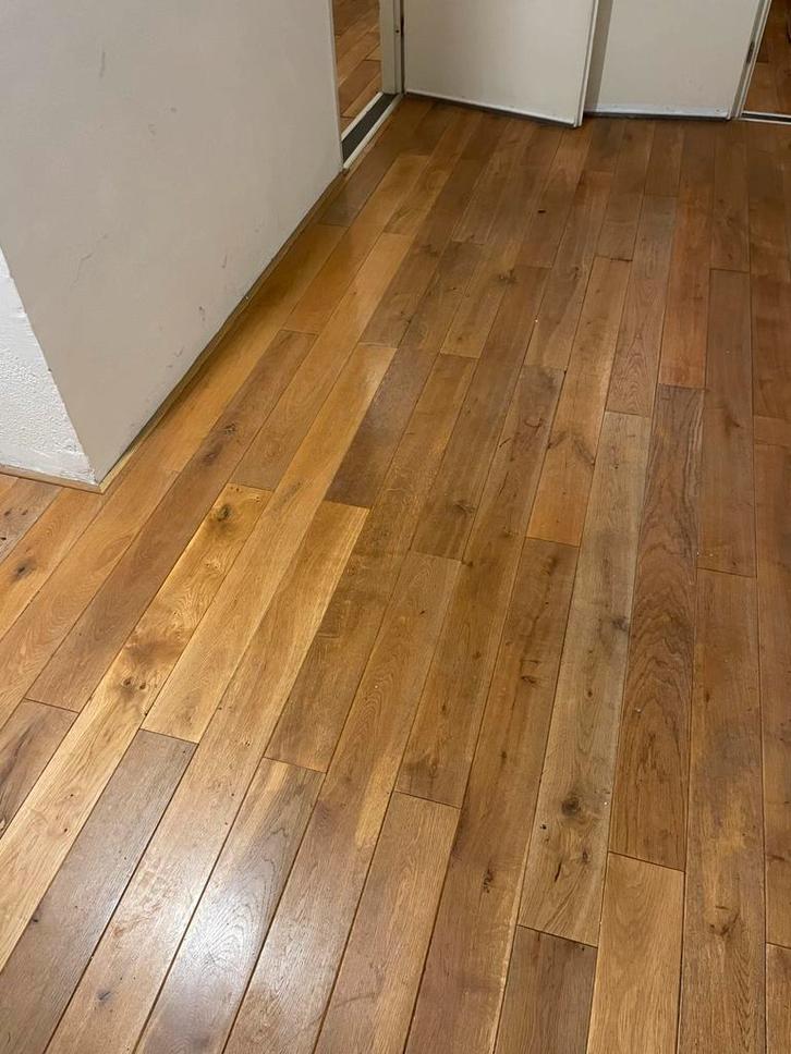 Massief Eiken Vloer (+-25m2) - Zelf Uithalen Voor 1 December, Doe-het-zelf en Verbouw, Vloerdelen en Plavuizen, Gebruikt, Vloerdelen of -planken