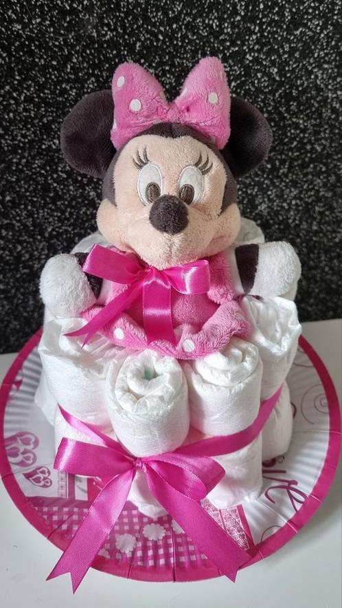 Luiertaart minnie mouse roze meisje geboorte babyshower. Oph, Kinderen en Baby's, Kraamcadeaus en Geboorteborden, Nieuw, Ophalen of Verzenden