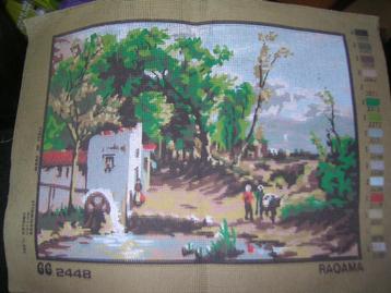 NIEUW voorbedrukt stramien Raqama. Ook DMC Garens te koop beschikbaar voor biedingen