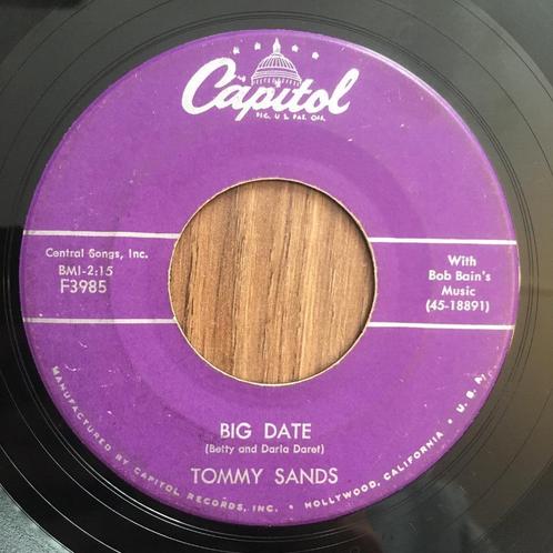 Single Tommy Sands - Big Date / After The Senior Prom (1958), Cd's en Dvd's, Vinyl Singles, Gebruikt, Single, Overige genres, 7 inch