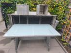 Tuinset hoekbank - Wicker met Glazen Tafelblad, Tuin en Terras, Ophalen, Gebruikt, Wicker