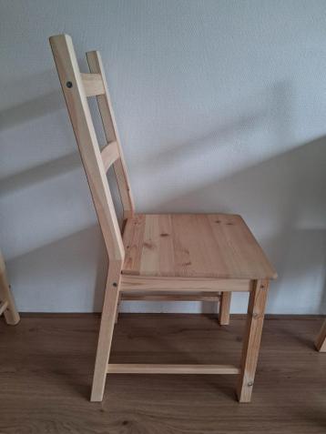 4 Ivar Ikea eetkamerstoelen, massief hout (grenen) - afbeelding 3