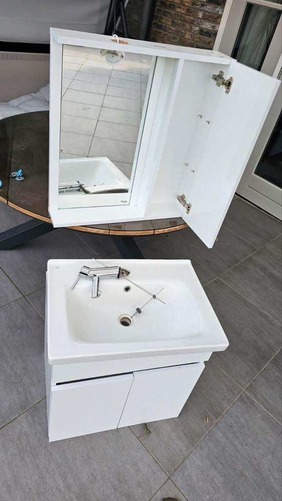 Complete Wastafelset met Spiegel & Verlichting, Huis en Inrichting, Badkamer | Badkamermeubels, Ophalen