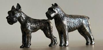 Minatuur zilver 2 massief zilveren bouvier hondjes beschikbaar voor biedingen