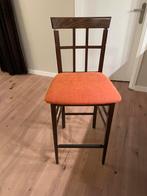 Barkruk 1st Hout / stof , nieuw bekleed, oranje, Huis en Inrichting, Barkrukken, Ophalen, 60 tot 90 cm, Zo goed als nieuw, 1 kruk