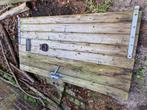 Schuttingdeur met decoratie, Tuin en Terras, Ophalen of Verzenden, Zo goed als nieuw, Hout, Minder dan 3 meter