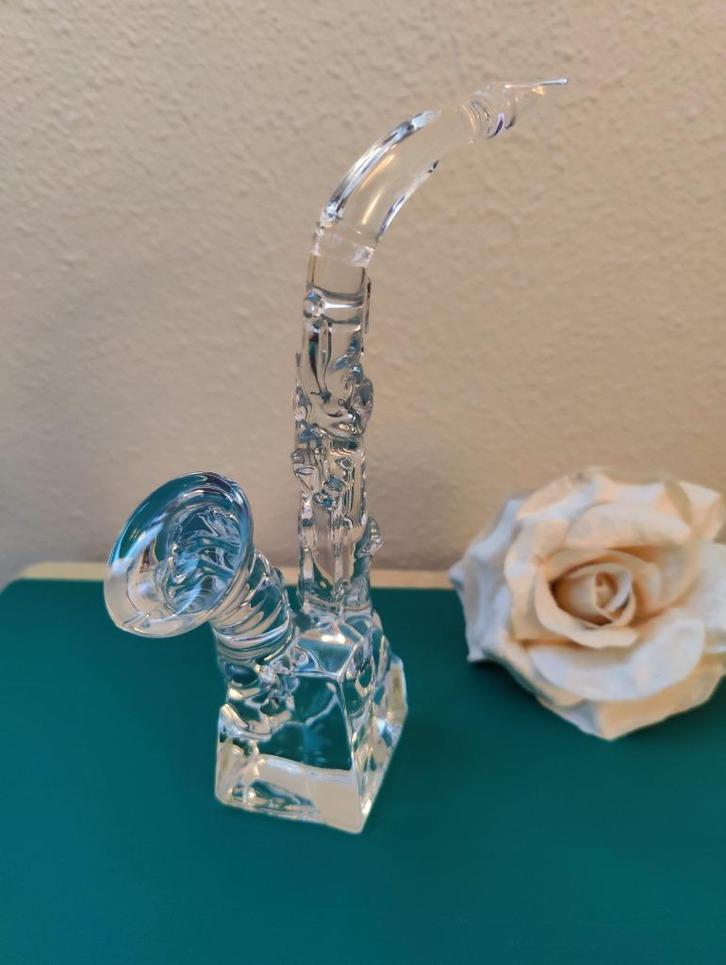 Schitterende miniatuur saxofoon van kristal, Antiek en Kunst, Antiek | Glas en Kristal, Verzenden