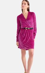 Shoeby jurk stretch paars roze velvet velours panter print, Maat 38/40 (M), Verzenden, Paars, Zo goed als nieuw