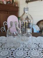 3 x brocante oude apothekersfles laboratorium fles vaas 3 x, Ophalen of Verzenden