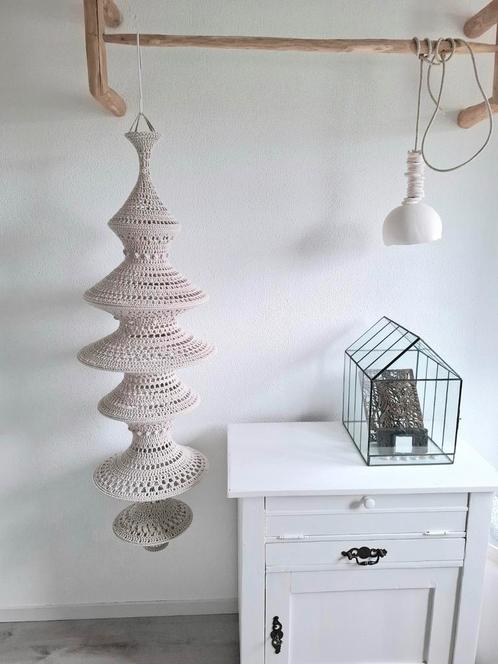 Bohemian Gehaakte Lamp - Eyecatcher!, Huis en Inrichting, Lampen | Hanglampen, Zo goed als nieuw, 75 cm of meer, Metaal, Stof