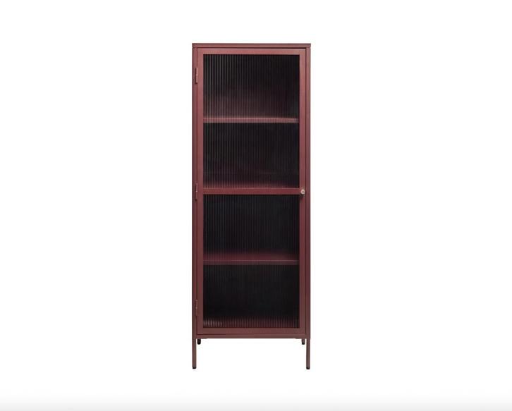 by fonQ Opal Vitrinekast - H 160 cm  Bordeaux | Van €399, nu, Huis en Inrichting, Kasten | Vitrinekasten, Nieuw, 150 tot 200 cm