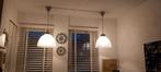 Twee hanglampen van Ikea, geribbeld melkglas, Ophalen of Verzenden, Gebruikt, Minder dan 50 cm