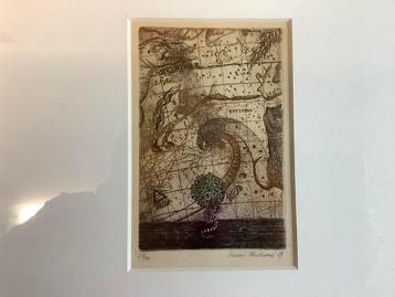Schilderij Litho Ets zeefdruk Zodiak Sterrenstelsel Hudcová beschikbaar voor biedingen