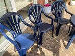 3x Stapelbare Jardin terrasstoel kleur blauw, Tuin en Terras, Ophalen, Zo goed als nieuw, Kunststof, Stapelbaar