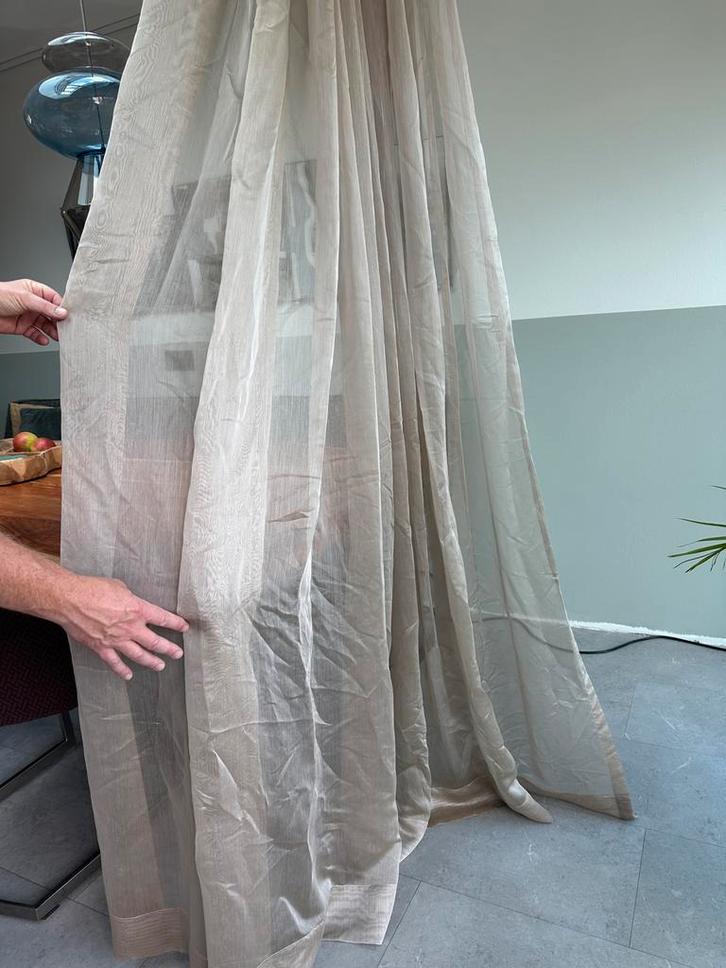 6x in betweens brons gordijnen/vitrage met ringen, Huis en Inrichting, Stoffering | Gordijnen en Lamellen, Zo goed als nieuw, 200 cm of meer