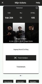 2 kaartjes BoyzIIMen en parkeerticket P1-Arena, Tickets en Kaartjes, Twee personen, December