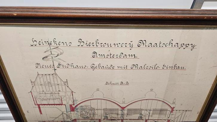 Heineken's Brouwerij Tekening 1911 - Zeldzaam!, Antiek en Kunst, Kunst | Etsen en Gravures, Ophalen