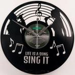 Life is a song sing it vinyl klok wandklok wand decoratie, Nieuw, Ophalen of Verzenden