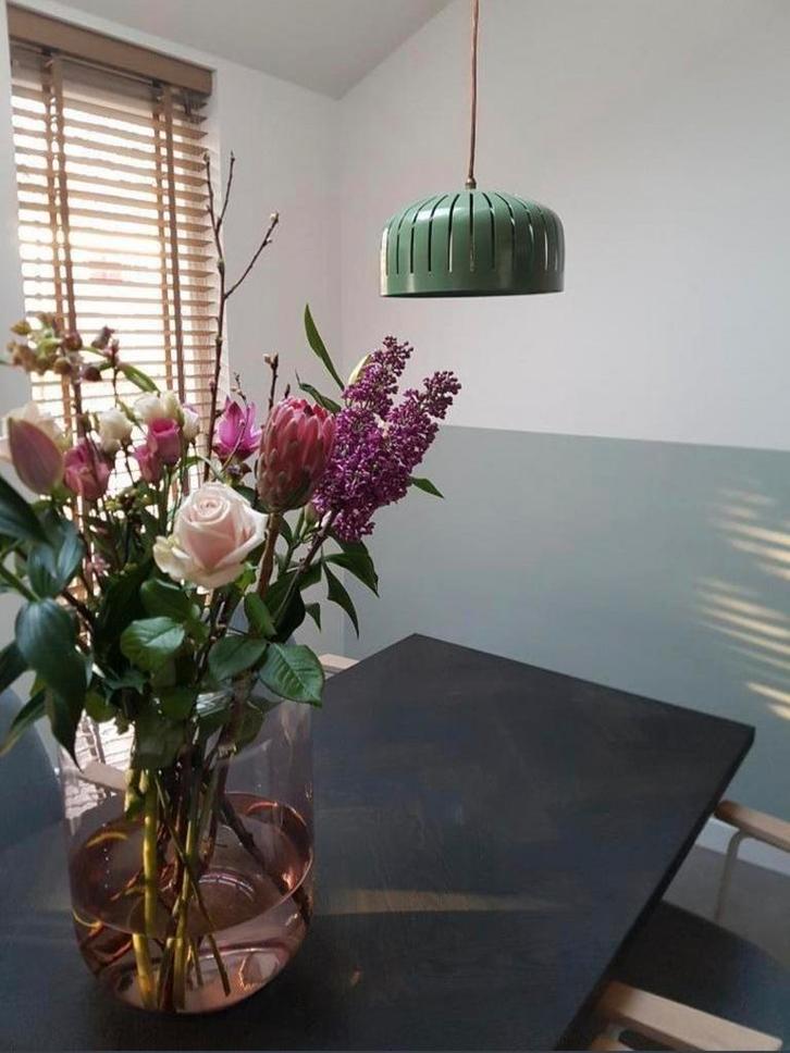 Groene design hanglampen set van Studio Stas Kokke, Huis en Inrichting, Lampen | Hanglampen, Zo goed als nieuw, Minder dan 50 cm