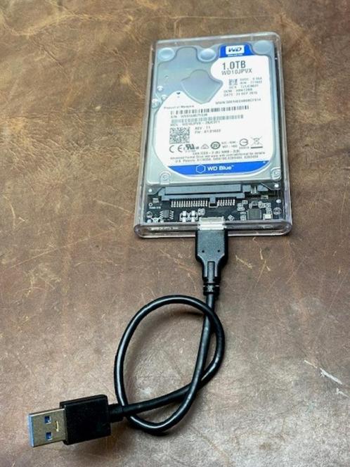 1TB Externe harde schijf HDD WD Blue transparante behuizing, Computers en Software, Harde schijven, Extern, HDD, USB, Ophalen