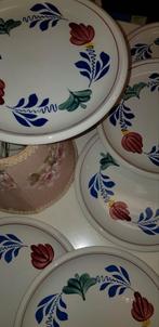 Vintage boerenbont gebaks borden 6st samen €45, Ophalen of Verzenden